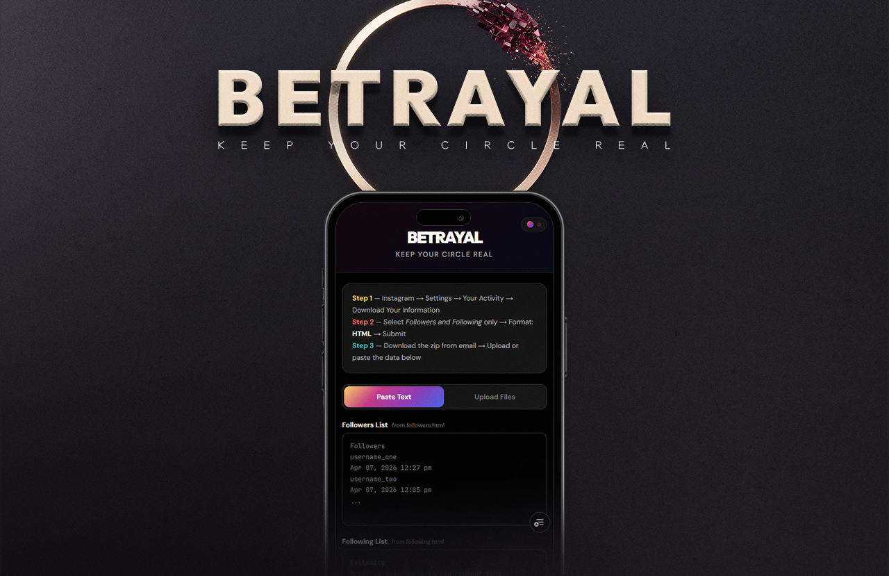 Project Betrayal website screenshot