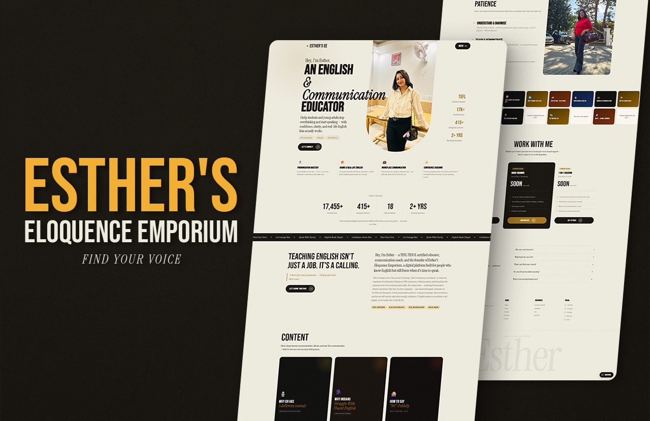 Esther's Eloquence website screenshot