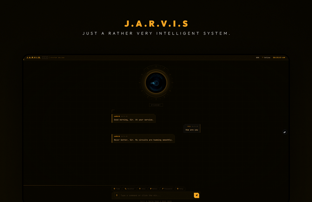 J.A.R.V.I.S. web assistant screenshot