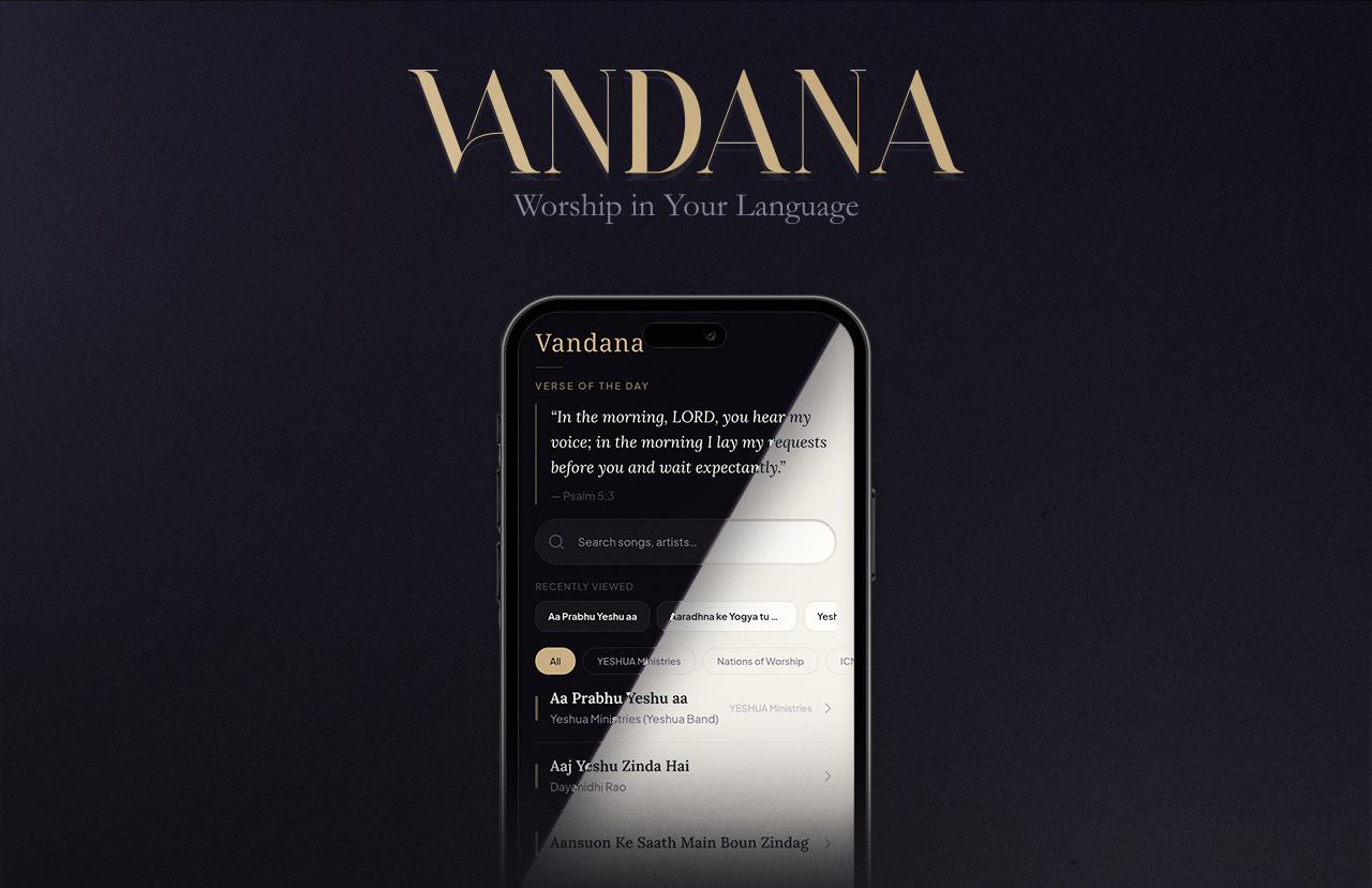 Vandana Worship App website screenshot