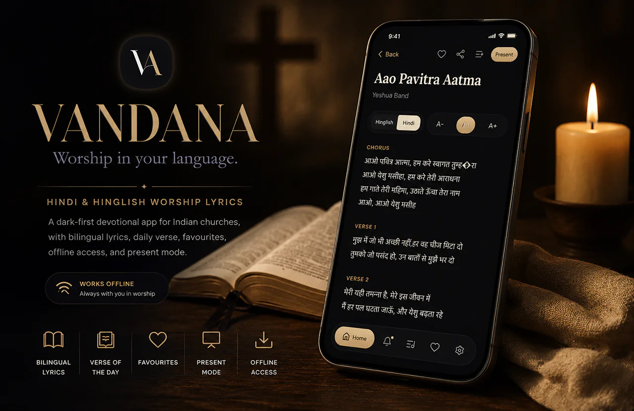 Vandana Worship App website screenshot